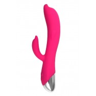 Вибратор Штучки-ДрючкиДрючка-Удовольствие  с клиторальным стимулятором, розовый, 21,5 см