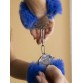 Шикарные наручники с пушистым мехом цвета кобальт (Be Mine) (One Size)