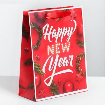Пакет ламинированный вертикальный Happy New Year, MS 18 x 23 × 8 см